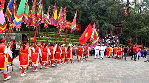 A parade in a traditional Vietnamese festival