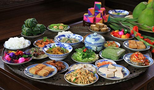 A traditional new year meal of Vietnamese