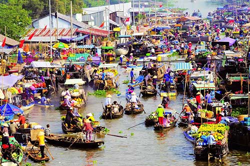 Join bustle asmotphere at Cai Rang floating market