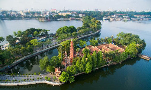 The charm of Tran Quoc pagoda from the high view