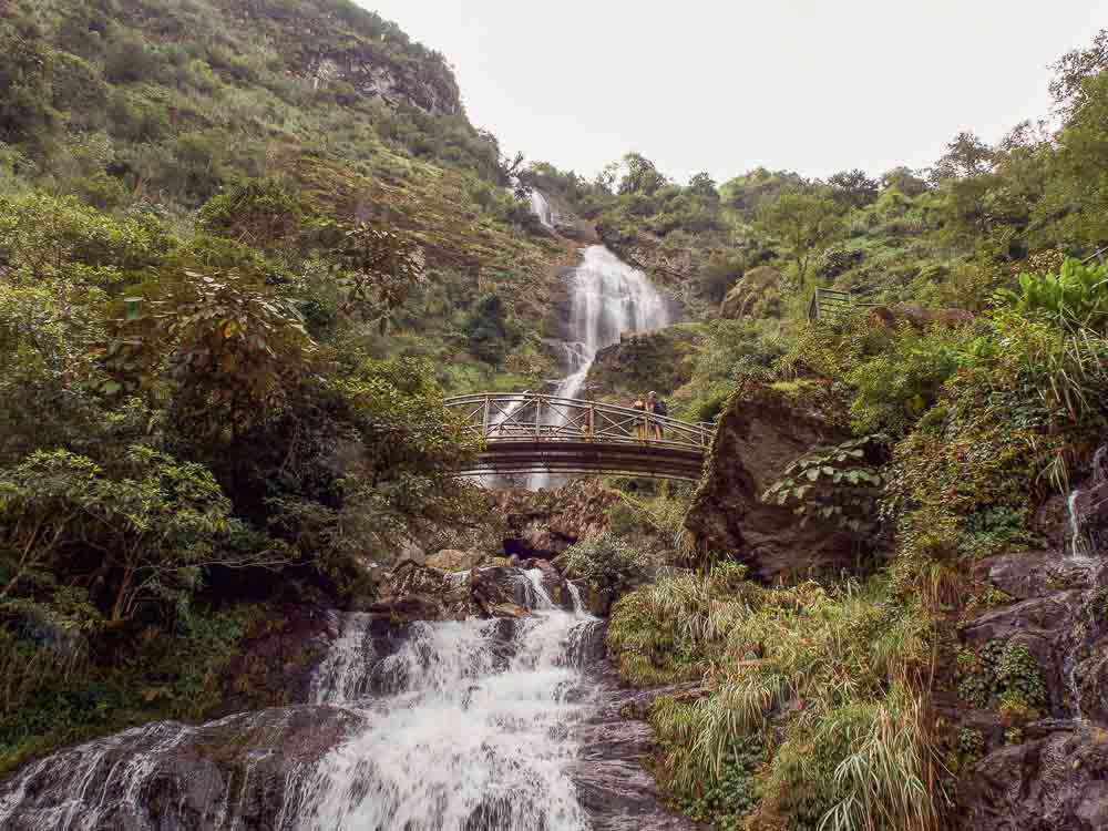 Thac Bac waterfall making its way down Ham Rong mountain