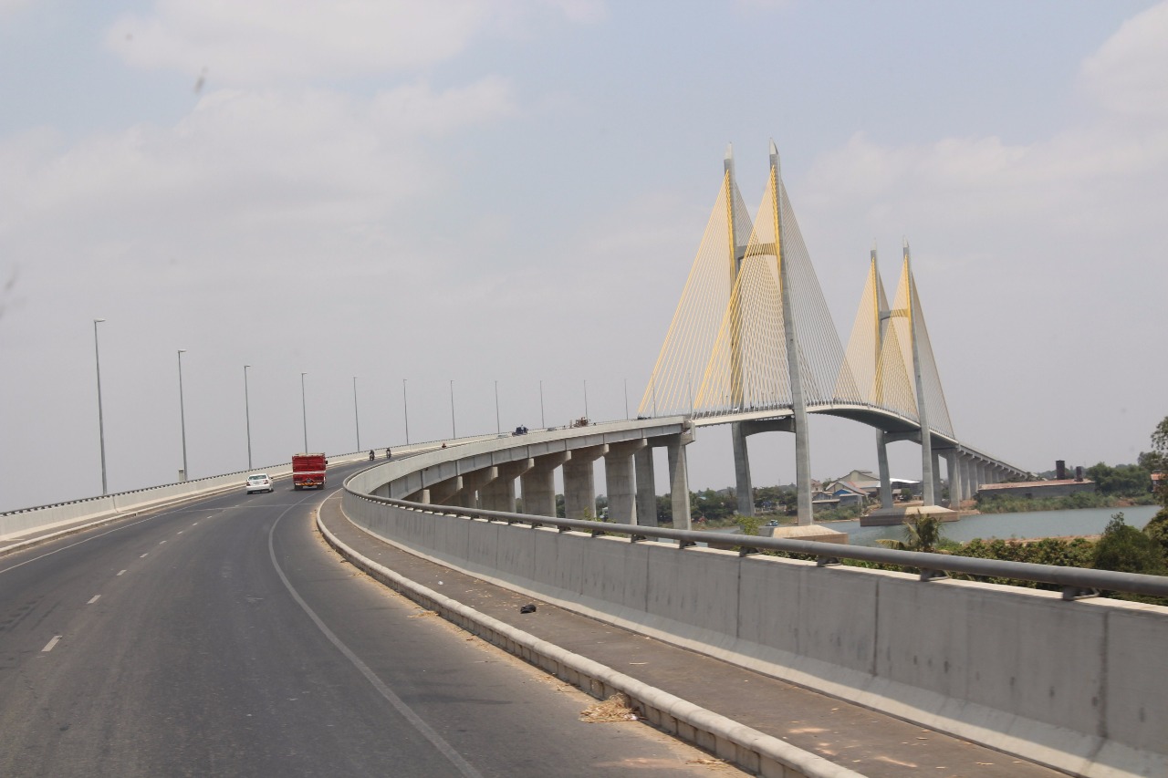 Bridge crossing Mekong River from Saigon to Phnom Penh