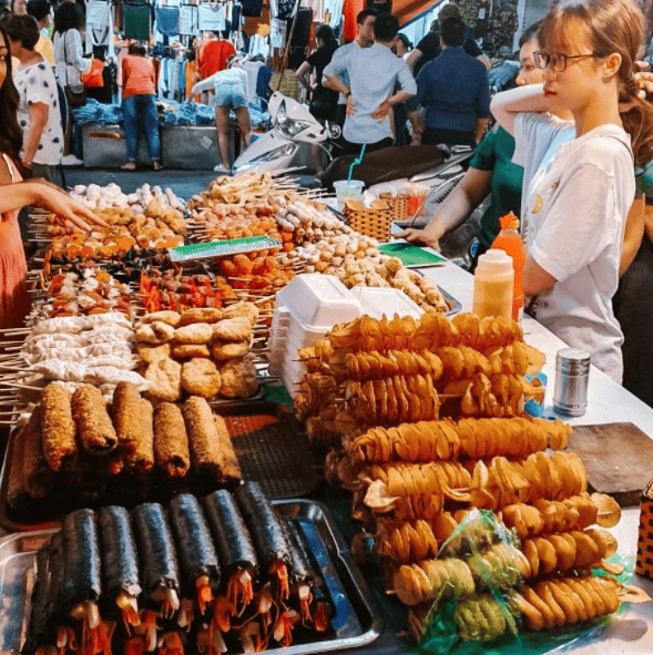 Street food in Hanoi Old Quarter night market